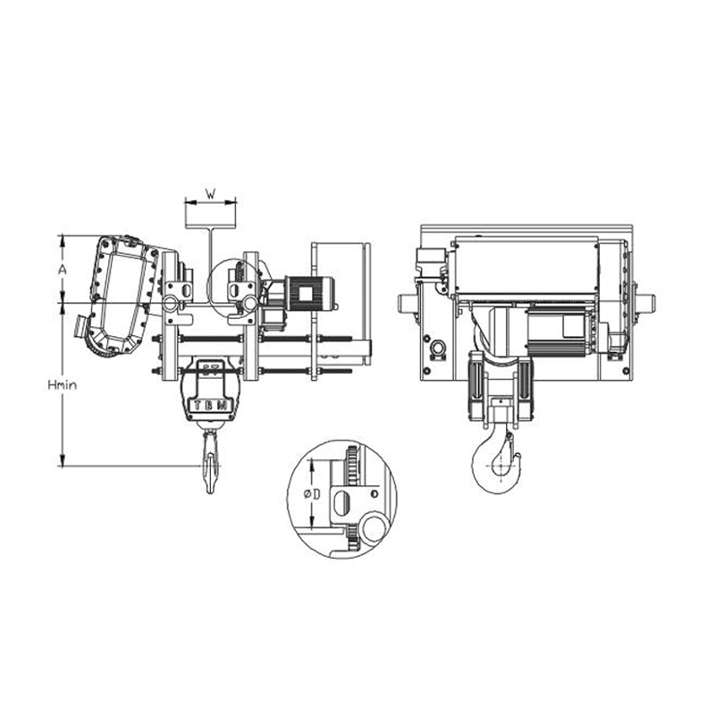 Elektryczny wciągnik linowy SHA8 o niskim prześwicie